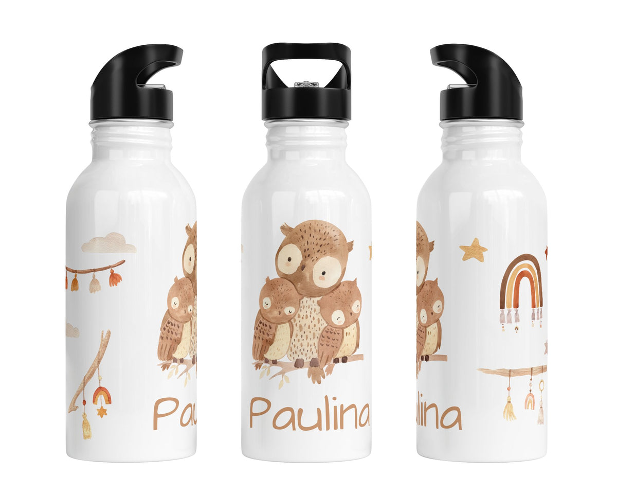 Personalisierte Edelstahl Trinkflasche 27.Eule