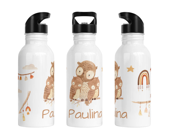 Personalisierte Edelstahl Trinkflasche 27.Eule