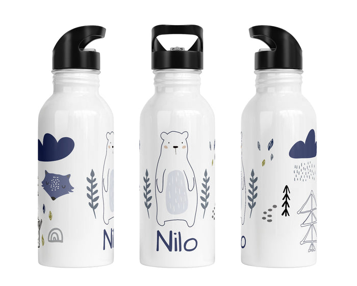 Personalisierte Edelstahl Trinkflasche 30.Wald Bär