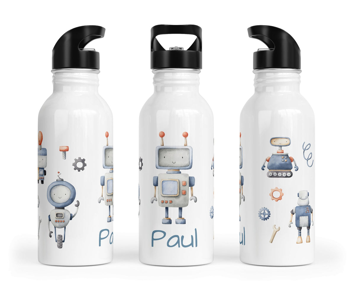 Personalisierte Edelstahl Trinkflasche 39.robo kids