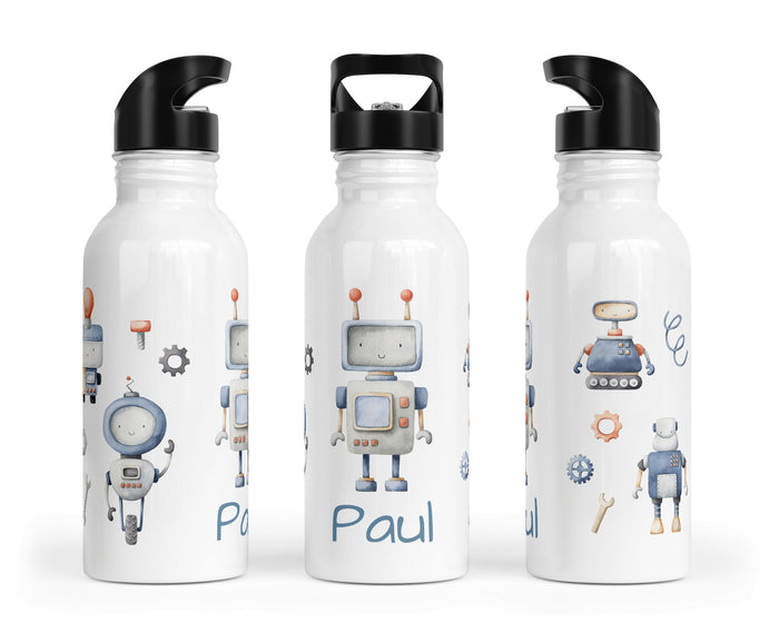 Personalisierte Edelstahl Trinkflasche 39.robo kids
