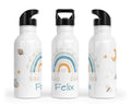 Personalisierte Edelstahl Trinkflasche 4.boho rainbow blau