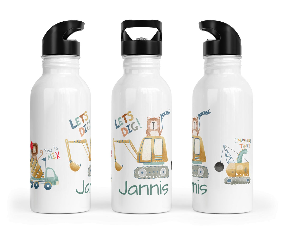 Personalisierte Edelstahl Trinkflasche 53.Tierbaustelle
