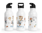 Personalisierte Edelstahl Trinkflasche 55.Fußballtiere - Mamikes