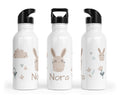 Personalisierte Edelstahl Trinkflasche 57.Hasen Garten