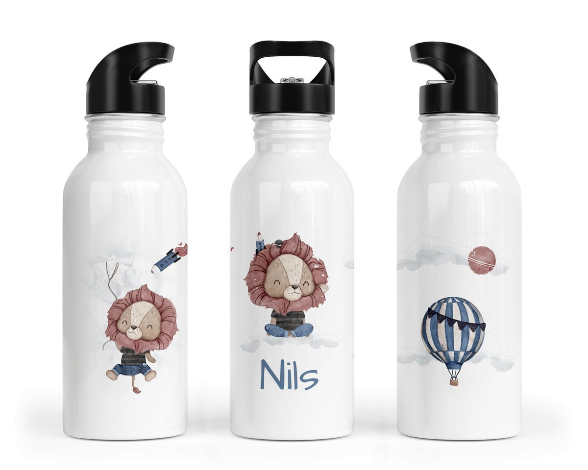 Personalisierte Edelstahl Trinkflasche 59. Raketen Löwe