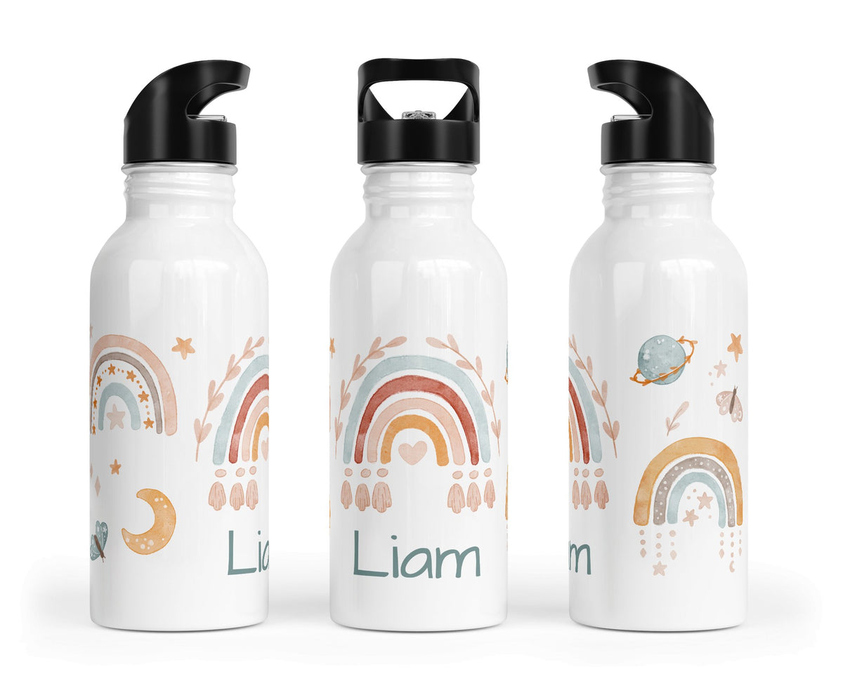 Personalisierte Edelstahl Trinkflasche 72.boho rainbow mint