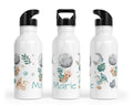 Personalisierte Edelstahl Trinkflasche 74.dino moon