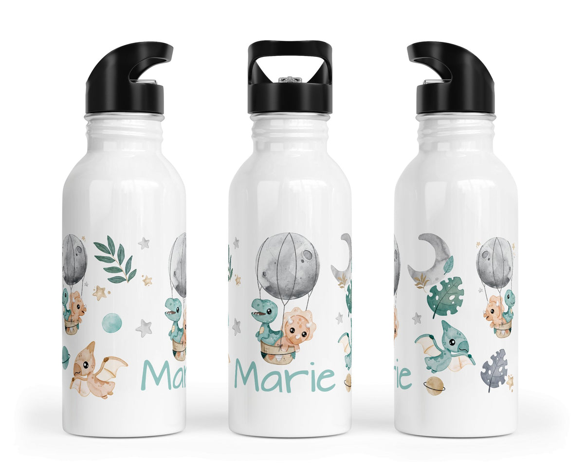 Personalisierte Edelstahl Trinkflasche 74.dino moon