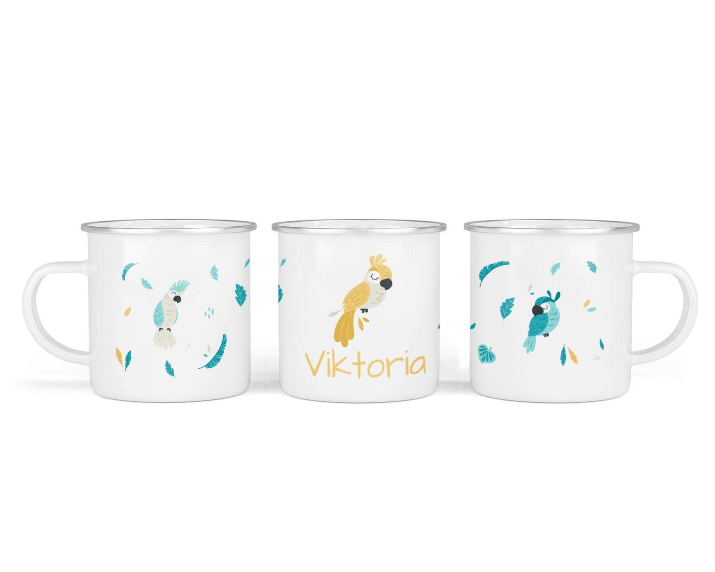Personalisierte Emailletasse 06. Parrots - Mamikes