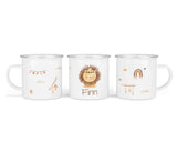 Personalisierte Emaille-Tasse ‚Löwe' mit Namen von zwanzigzwo – 300 ml Kinderbecher