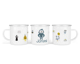 Personalisierte Emaille-Tasse ‚Monster' mit Namen von zwanzigzwo – 300 ml Kinderbecher