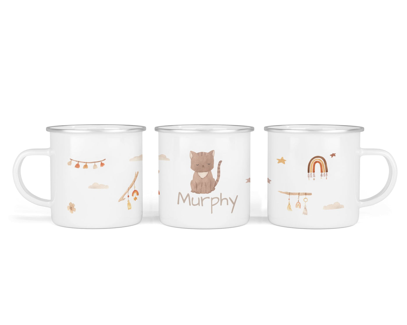 Personalisierte Emaille-Tasse ‚Katze' mit Namen von zwanzigzwo – 300 ml Kinderbecher