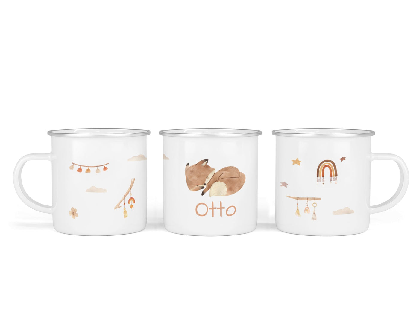 Personalisierte Emaille-Tasse ‚Fuchs' mit Namen von zwanzigzwo – 300 ml Kinderbecher