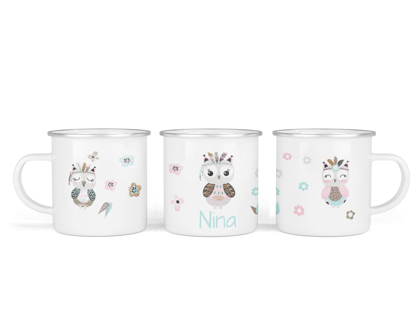 Personalisierte Emaille-Tasse ‚Eulemeule' mit Namen von zwanzigzwo – 300 ml Kinderbecher