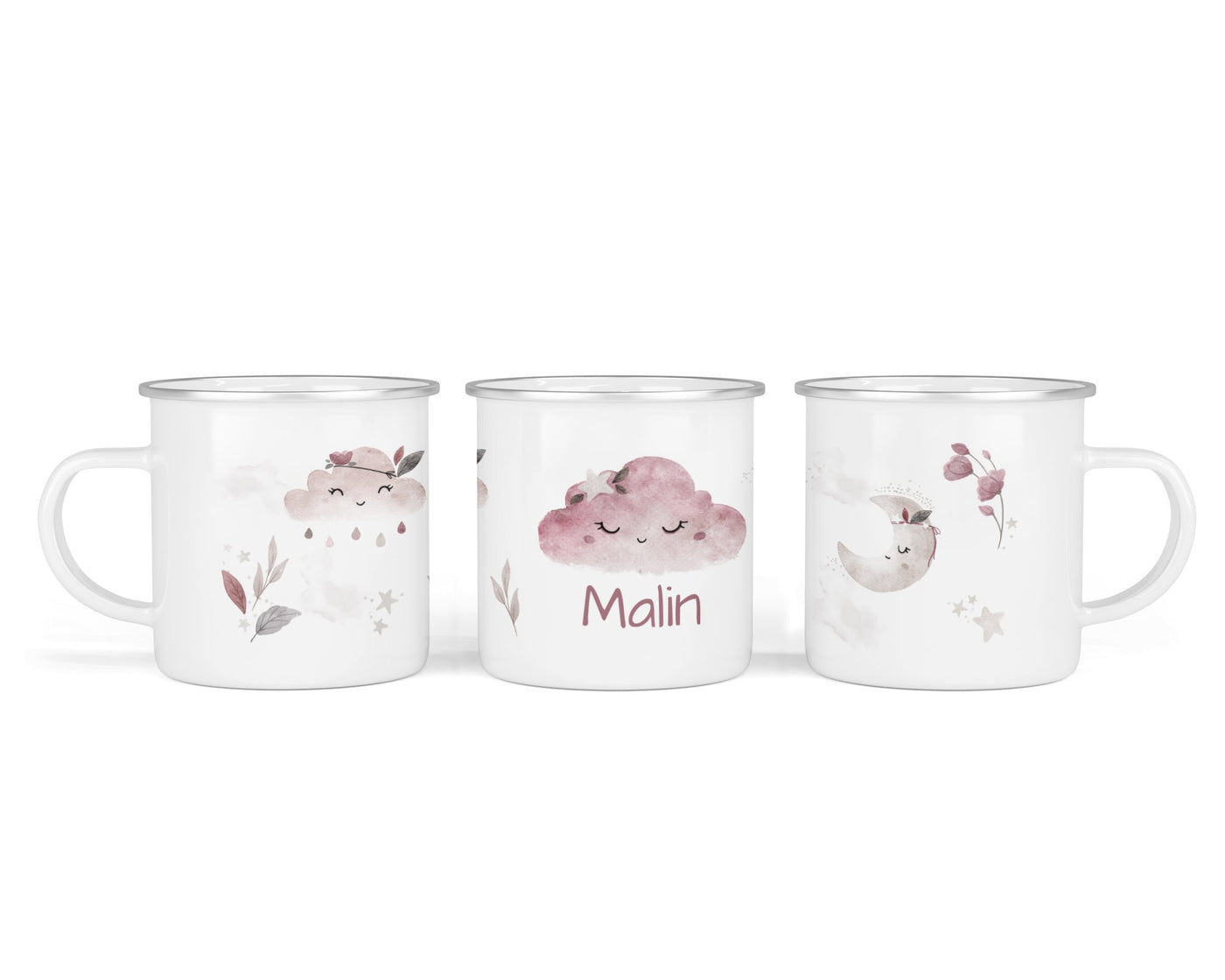 Personalisierte Emaille-Tasse ‚boho cloud' mit Namen von zwanzigzwo – 300 ml Kinderbecher