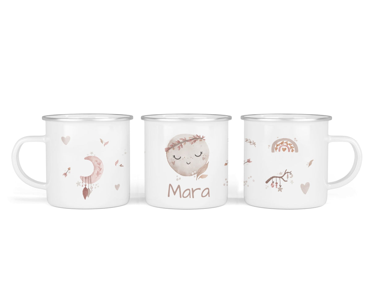 Personalisierte Emailletasse 2.boho sky