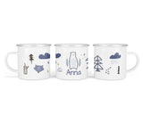Personalisierte Emaille-Tasse ‚Wald Bär' mit Namen von zwanzigzwo – 300 ml Kinderbecher