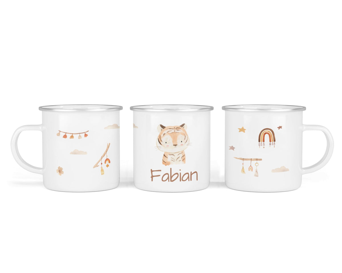 Personalisierte Emailletasse 34.Tiger