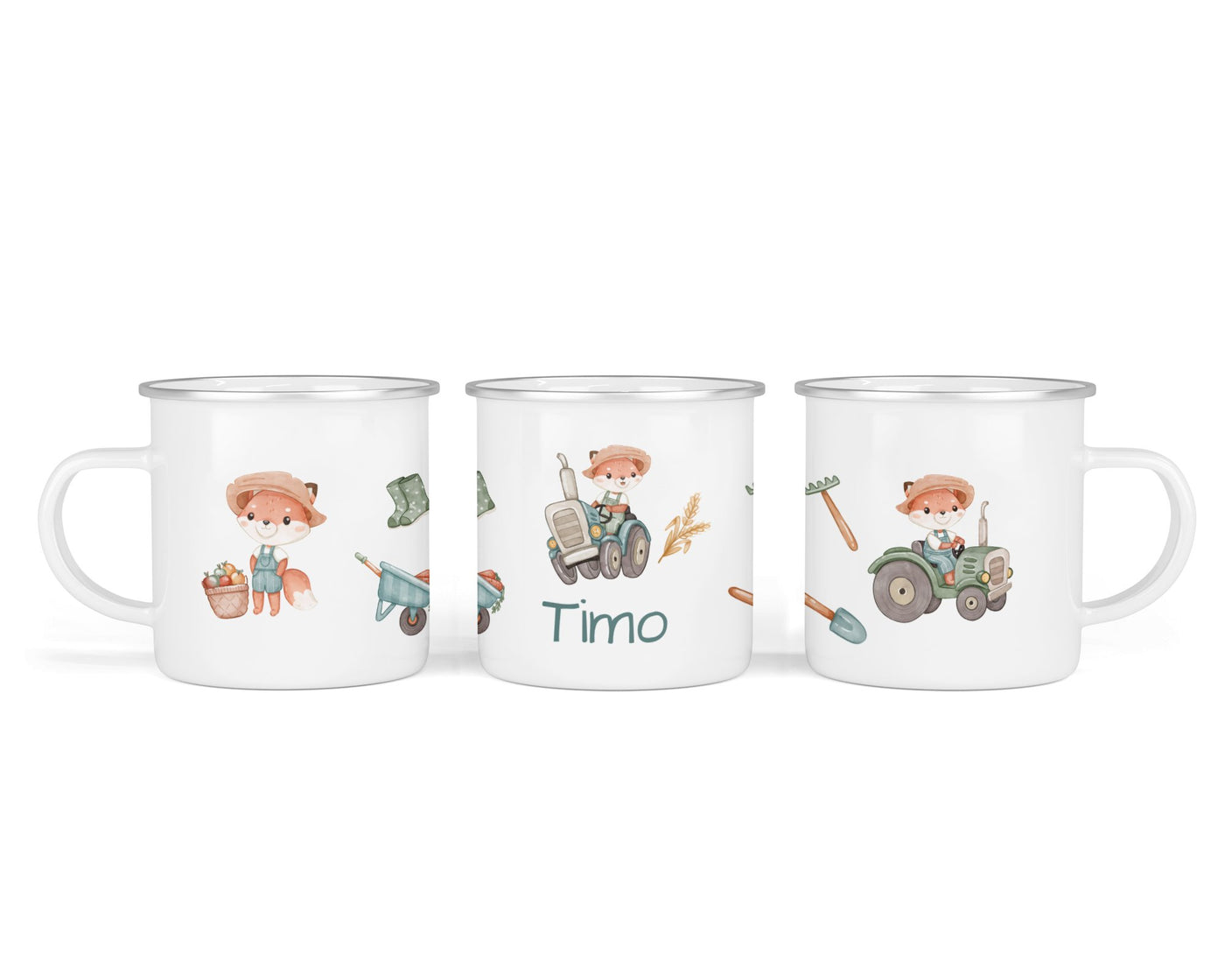 Personalisierte Emaille-Tasse ‚Bauernhof' mit Namen von zwanzigzwo – 300 ml Kinderbecher