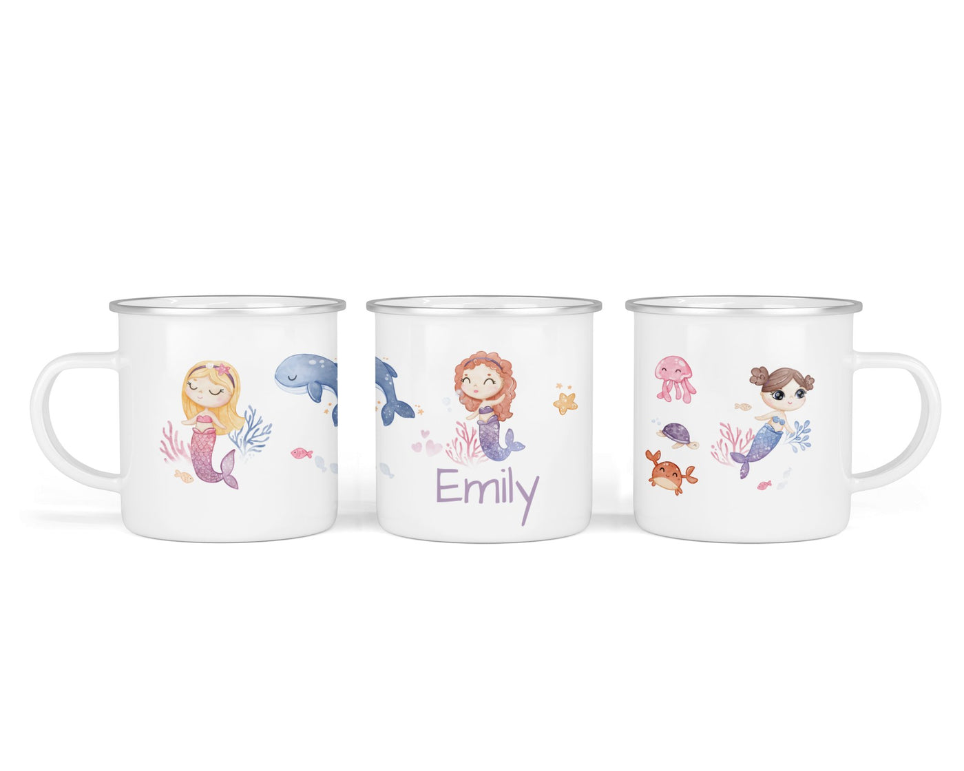 Personalisierte Emaille-Tasse ‚Meerjungfrau' mit Namen von zwanzigzwo – 300 ml