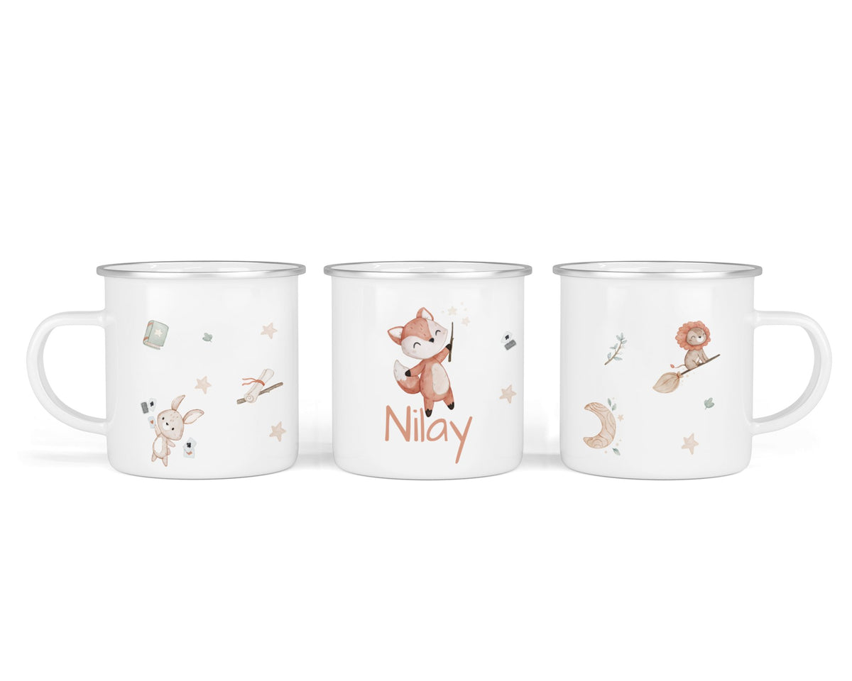 Personalisierte Emailletasse 5.magic woodland