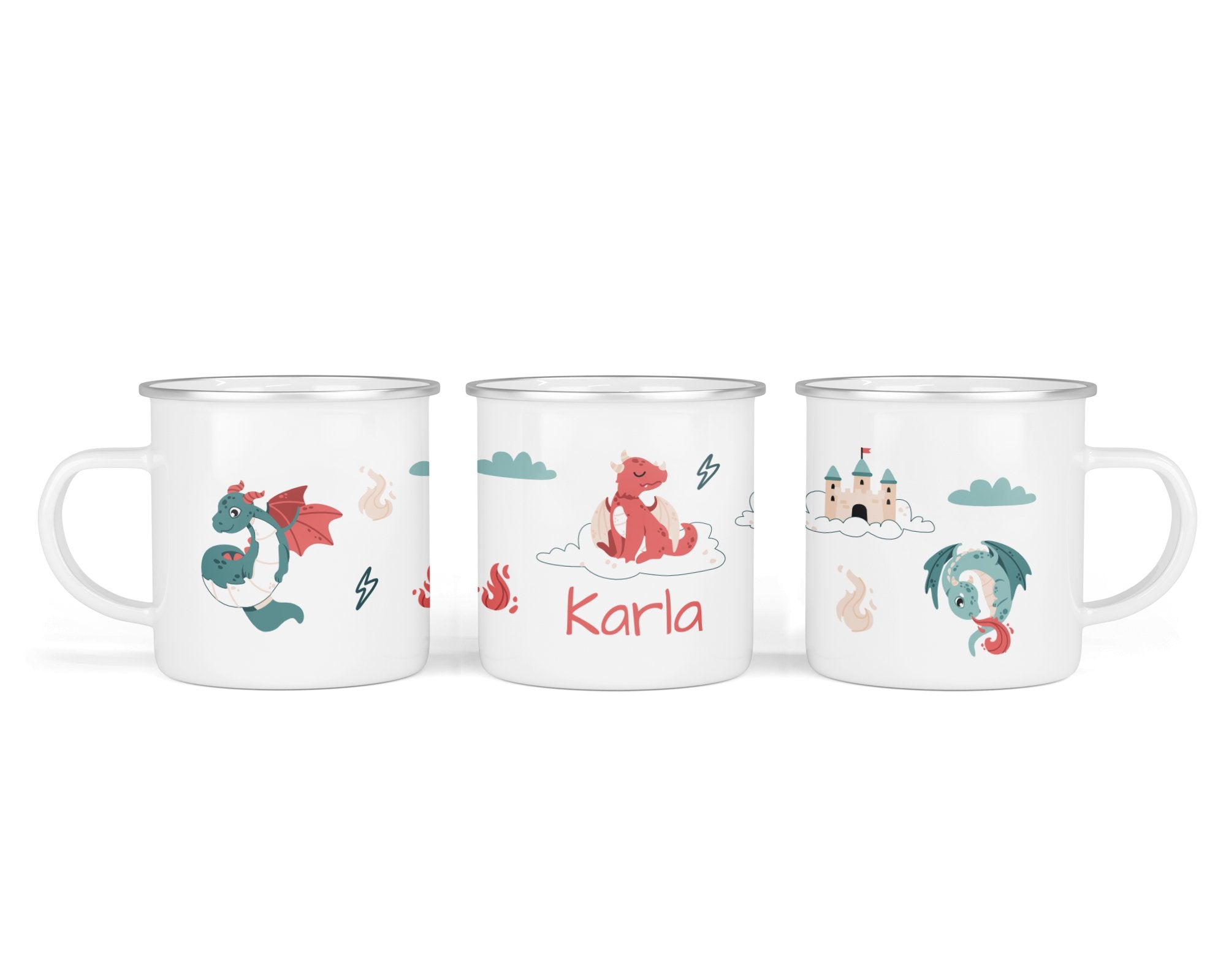Personalisierte Emailletasse 65.Drache - Mamikes