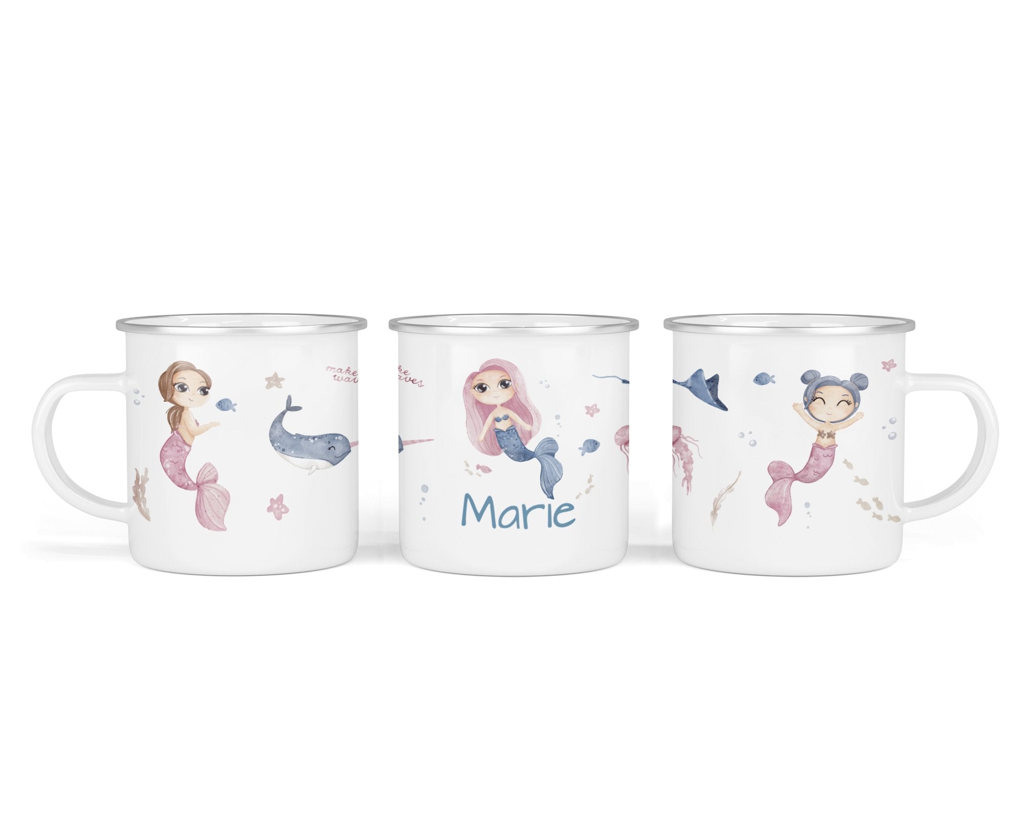 Personalisierte Emailletasse 67.Meerjungfrau 2 - Mamikes
