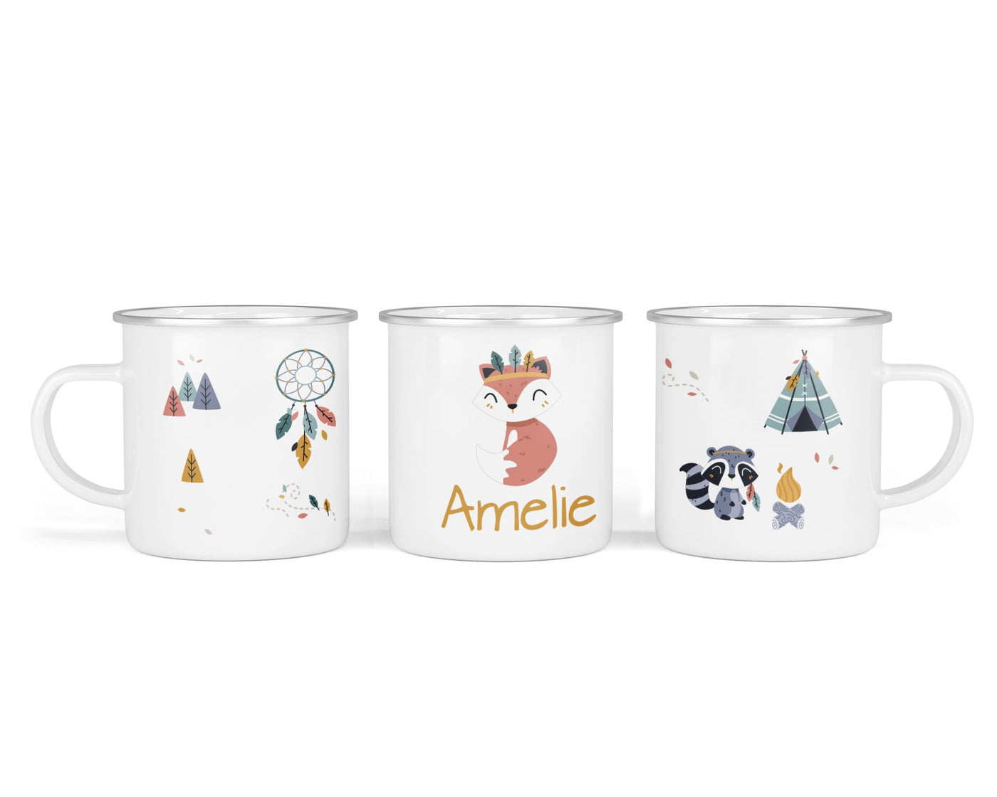 Personalisierte Emaille-Tasse ‚colors of the wind' mit Namen von zwanzigzwo – 300 ml