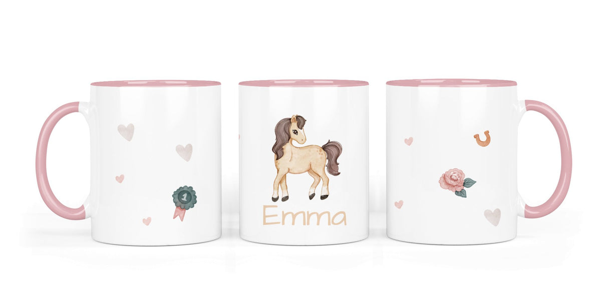 Personalisierte Keramiktasse (7 Farben) 19.Pferd