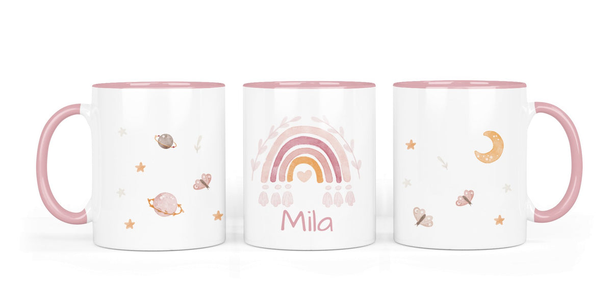 Personalisierte Keramiktasse (7 Farben) 3.boho rainbow rosa