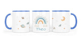 Personalisierte Keramiktasse (7 Farben) 4.boho rainbow blau - Mamikes