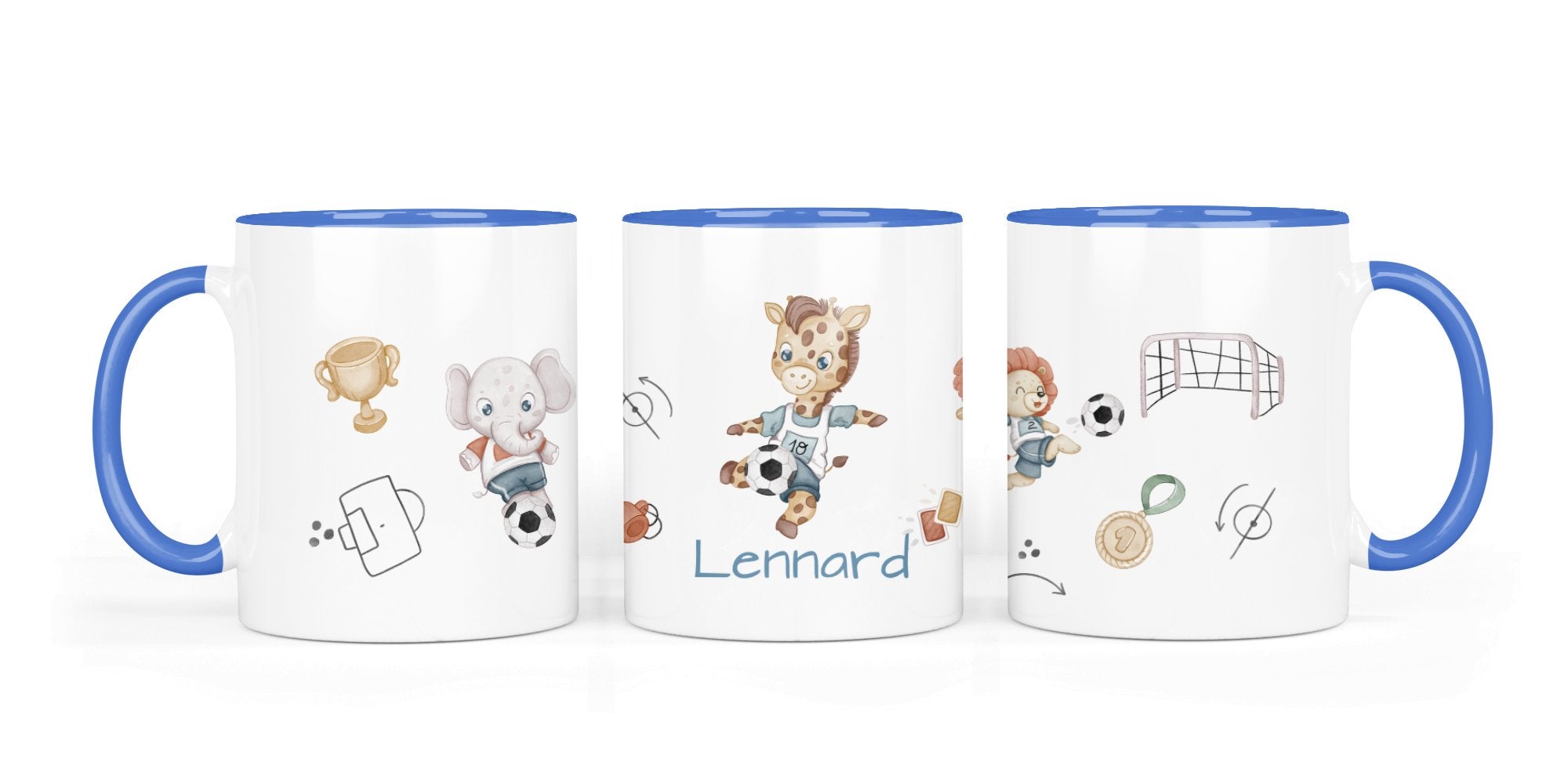 Personalisierte Keramiktasse (7 Farben) 55.Fußballtiere - Mamikes