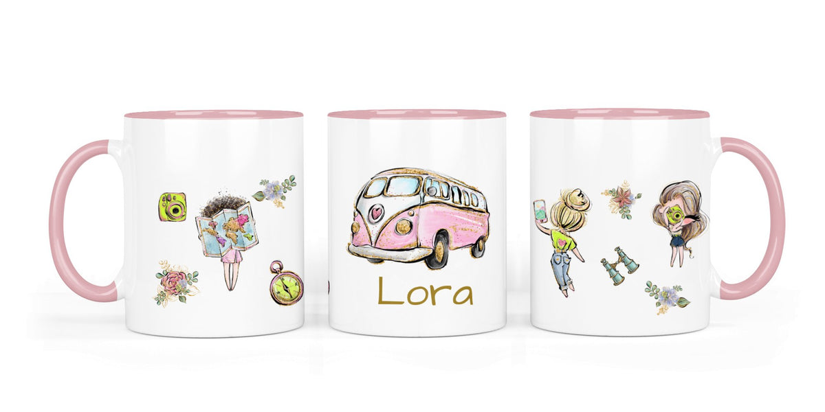 Personalisierte Keramiktasse (7 Farben) 56. Wanderlust