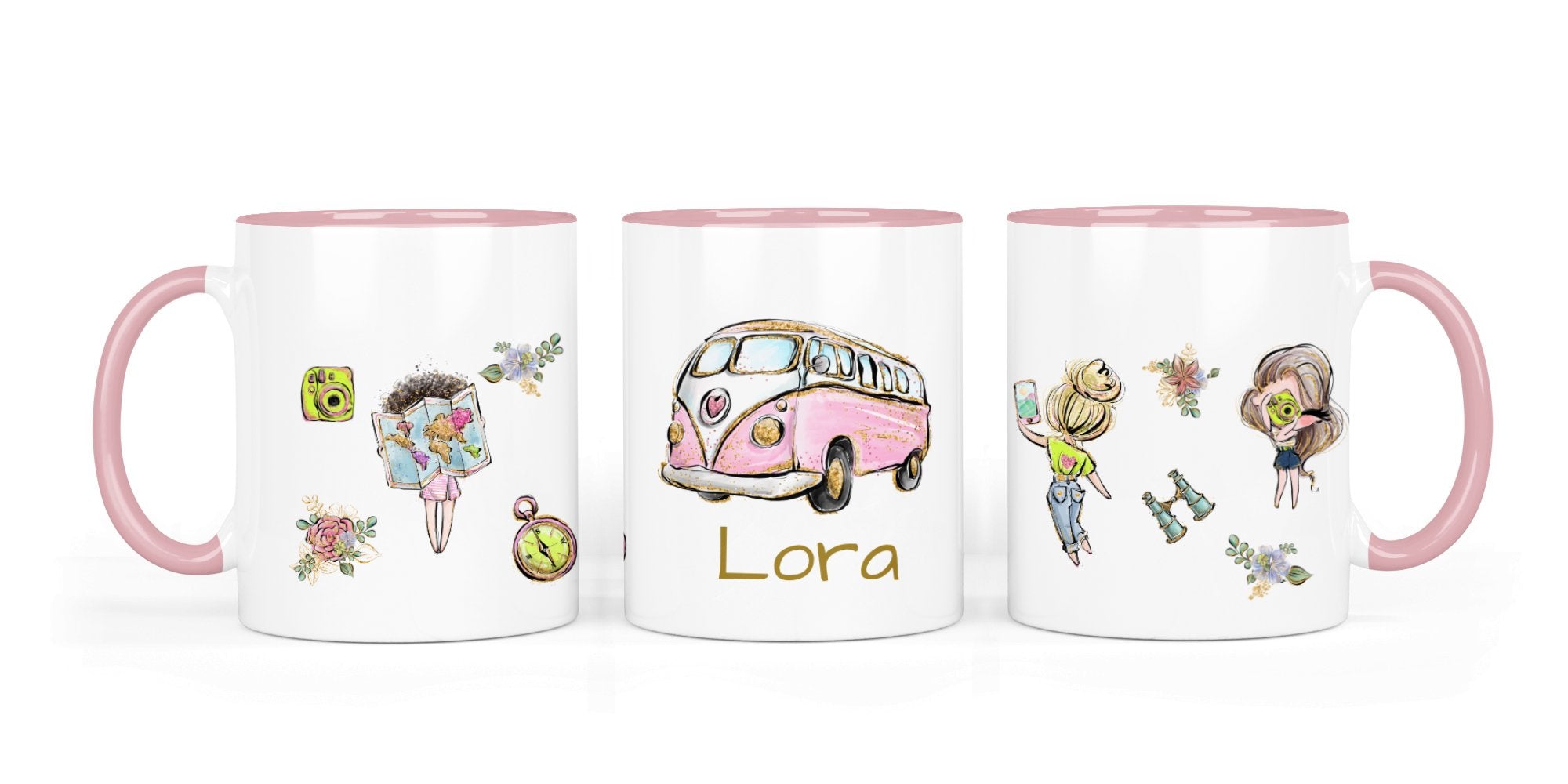 Personalisierte Keramiktasse (7 Farben) 56. Wanderlust - Mamikes