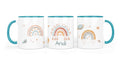 Personalisierte Keramiktasse (7 Farben) 72. Boho Rainbow mint