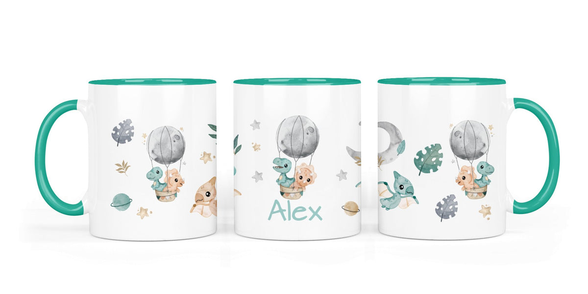 Personalisierte Keramiktasse (7 Farben) 74. Dino Moon