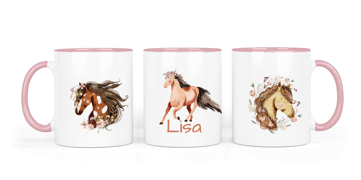 Personalisierte Keramiktasse (7 Farben) 79. Pferdetanz