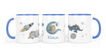 Personalisierte Keramiktasse (7 Farben) 86. Space Dinos