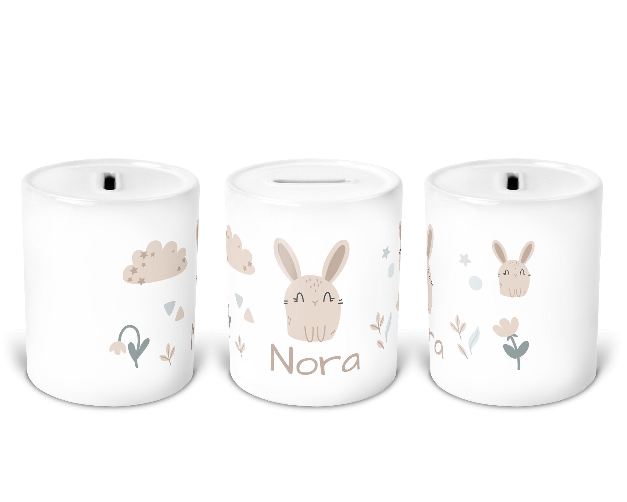 Personalisierte Spardose 57.Hasen Garten - Mamikes