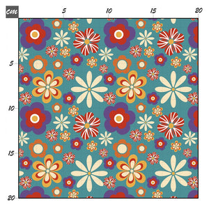 Retro flower petrol Baumwolle - Mamikes