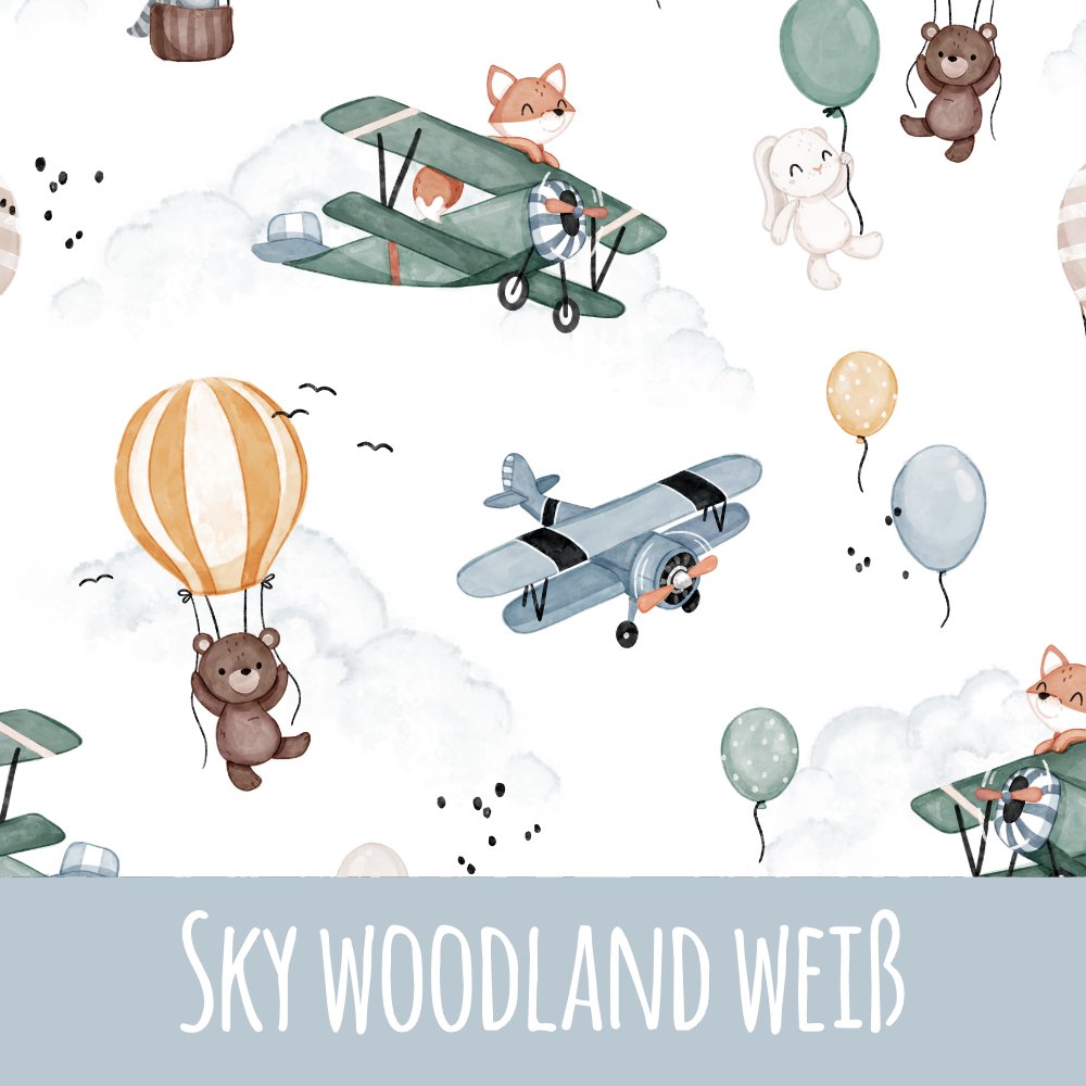 Sky woodland weiß Baumwolle