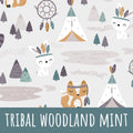 Tribal woodland mint Baumwolle