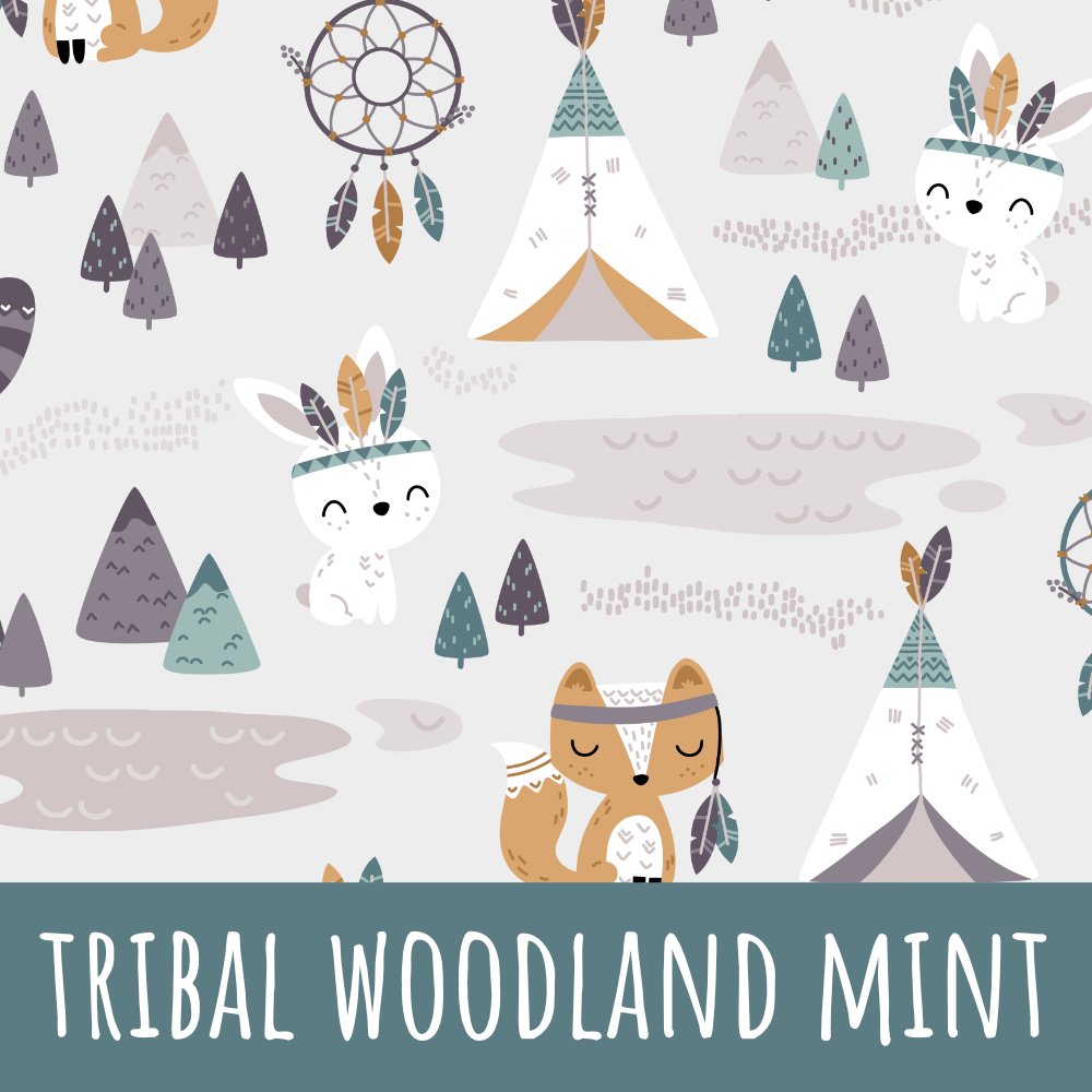 Tribal woodland mint Baumwolle