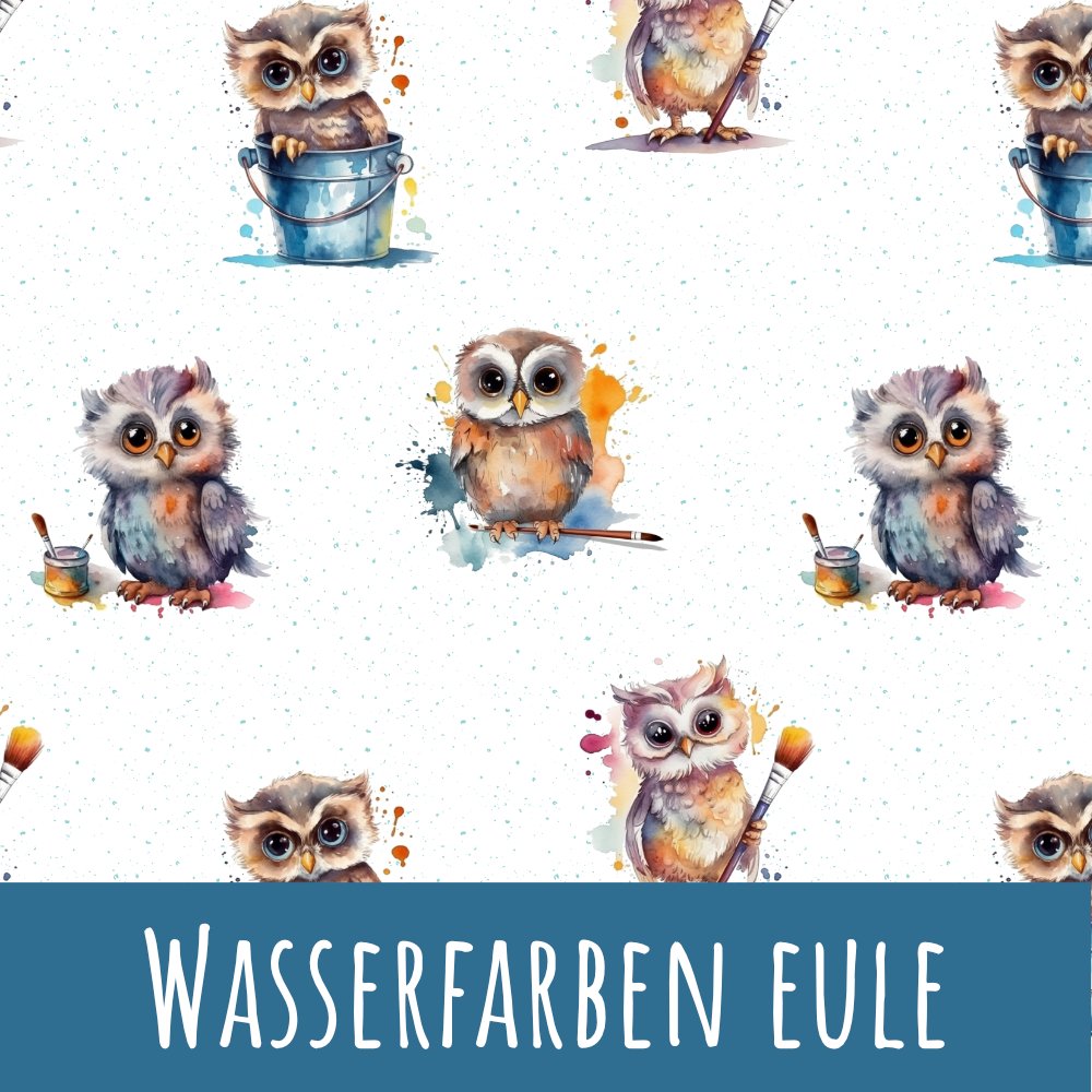 Wasserfarben Eule Bio Jersey - Mamikes