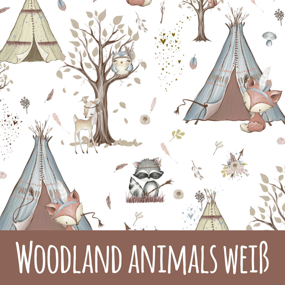 Woodland animals weiß Baumwolle