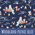 Woodland picnic darkblue Baumwolle